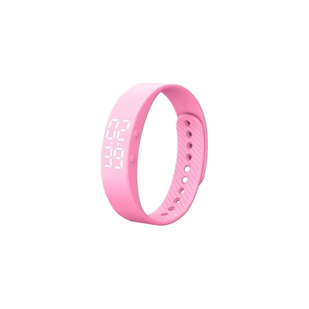 Digital Watch with Pedometer Function Simple Design Silicone Band Unisex Fashion Watch Pink