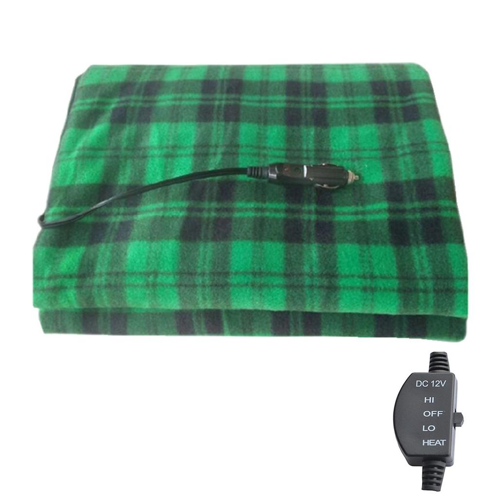 12V Electric Throw Cold Weather Fleece Cozy Heated Blanket 2 Heat Levels Electric Blanket Warming Fast Heating for Car 145x100cm