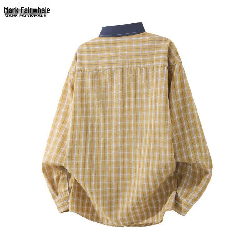Mark Fairwhale Men's Loose Plaid Long Sleeve Casual Shirt