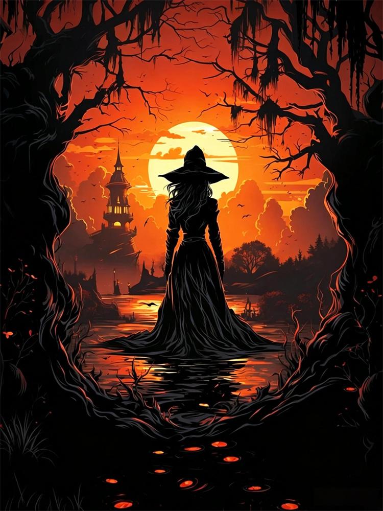 5D Diamond Painting Halloween Fantasy Dark Style Decoration DIY Full Diamond Mosaic Inlaid Cross Stitch Set Gift
