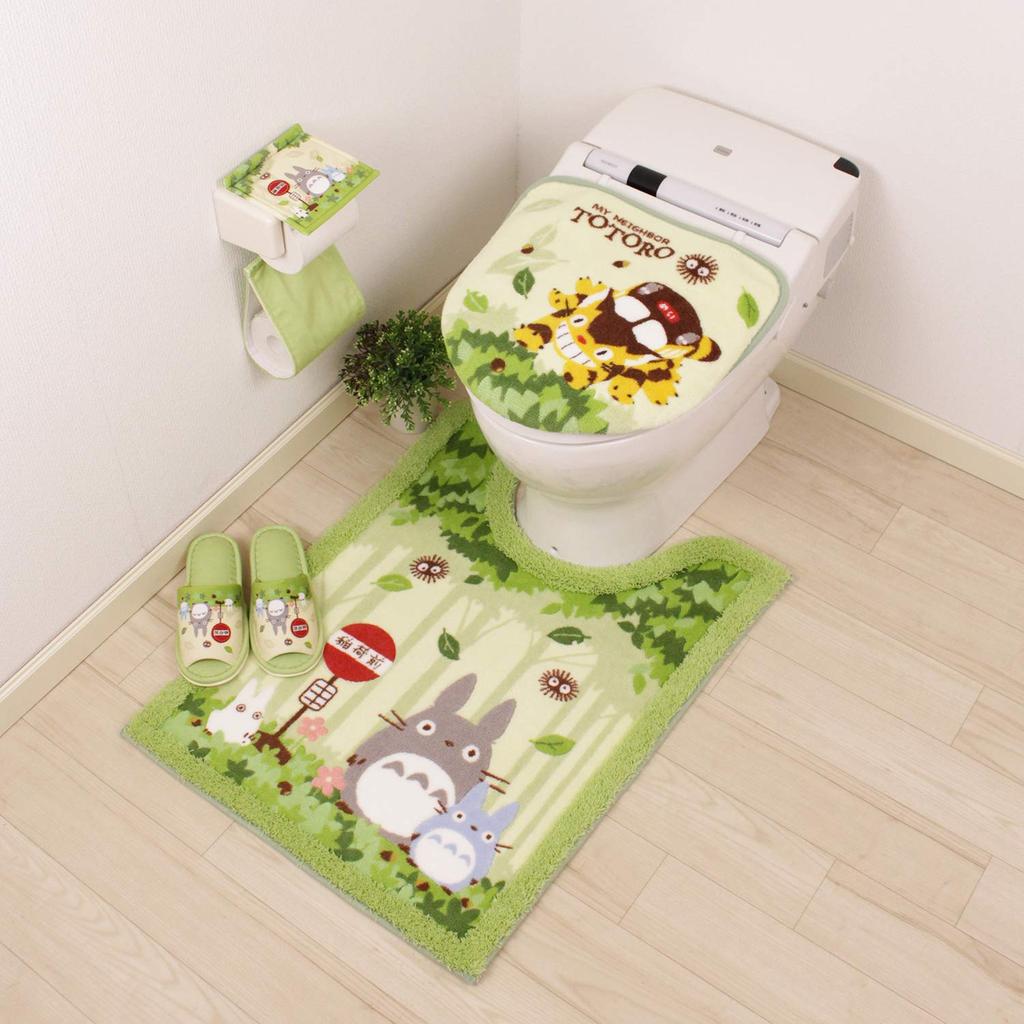 Senko My Neighbor Totoro Friends Long Toilet 80 x 60 Made in Character 37147 Mat, Approx. cm, Green, Antibacterial, Deodorizing, Japan, Design,