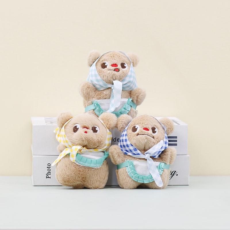 Cuddly Bear Butter Stuffed Toy Key Ring In Blue Green Yellow Scarves Bags For