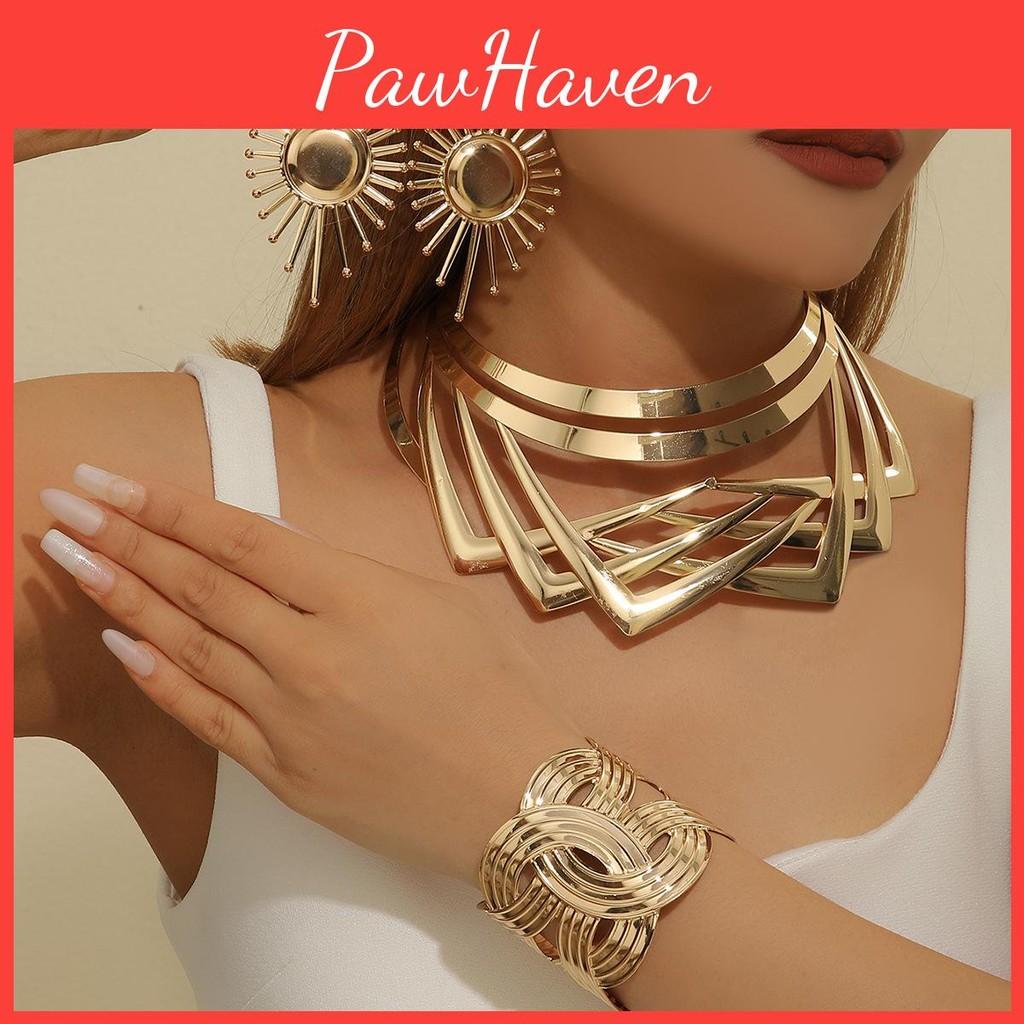 Stylish Jewelry Summer Set With Gold Finish Pendant Earrings Bracelets And Necklaces For All