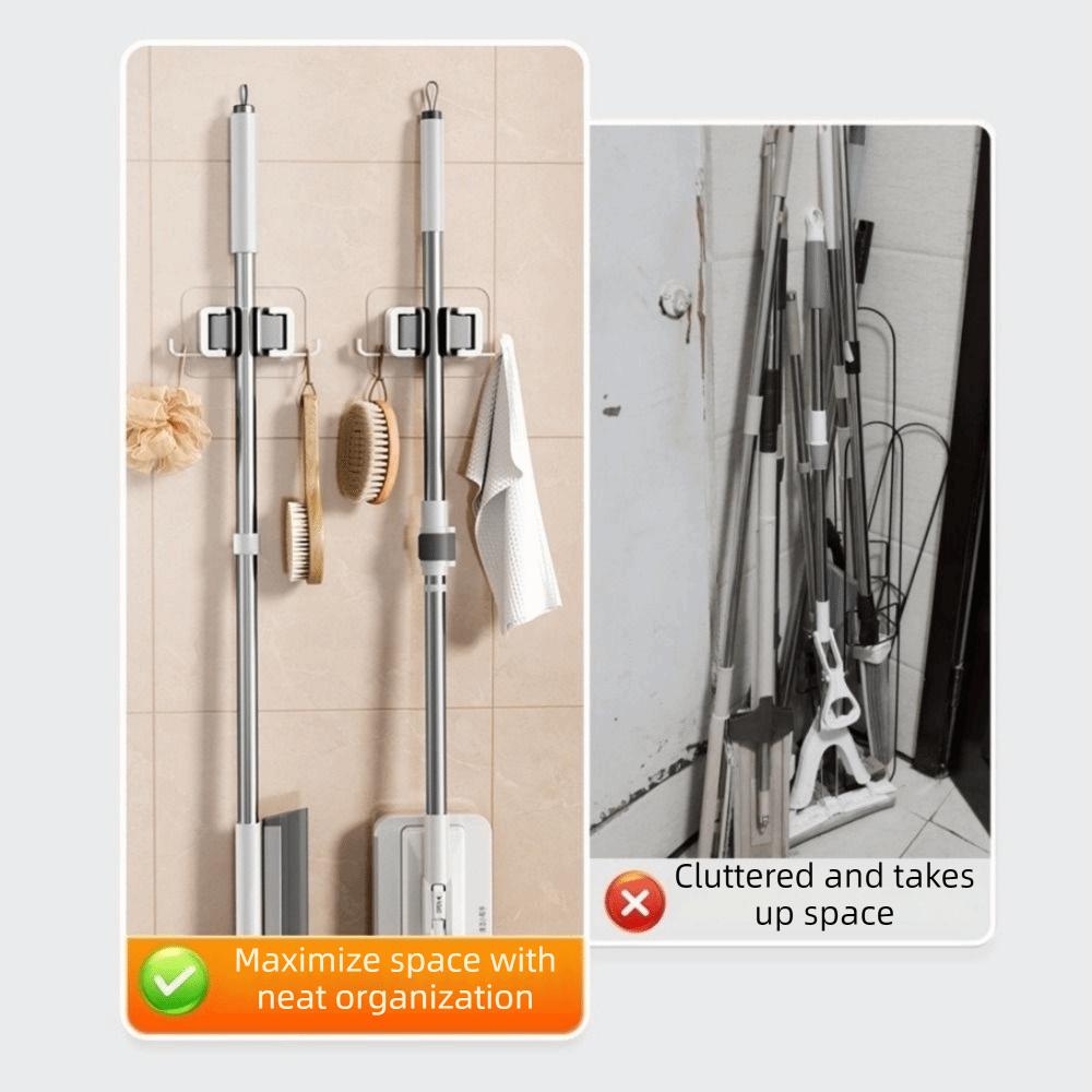 Wall Mounted Brush Broom Hanger Plastic Broomstick Hanger Practical Mop Organizer Holder Bathroom