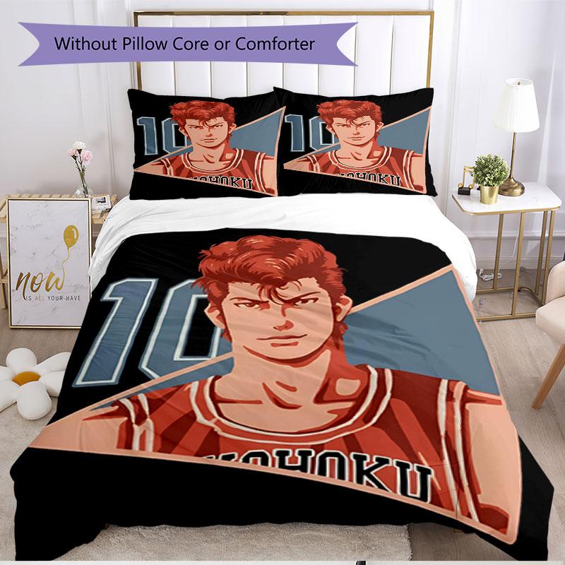 3pcs Duvet Cover Set (1*Duvet Cover + 2*Pillowcase, Without Core), SLAM DUNK Print Soft All‑Season Bedding Set, Home Bedroom Decor Gift