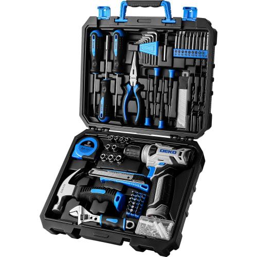 DEKO 126-Piece Tool Set with 8V Electric Drill, Perfect for Home Improvement, DIY, Furniture Assembly, Home Maintenance, and Repairs, Includes a Conve