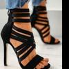 Summer Women's Fashion Bandage Back Zipper Sandals  Sexy Pointed Toe Versatile Solid Color Banquet Party Stilettos Large 43