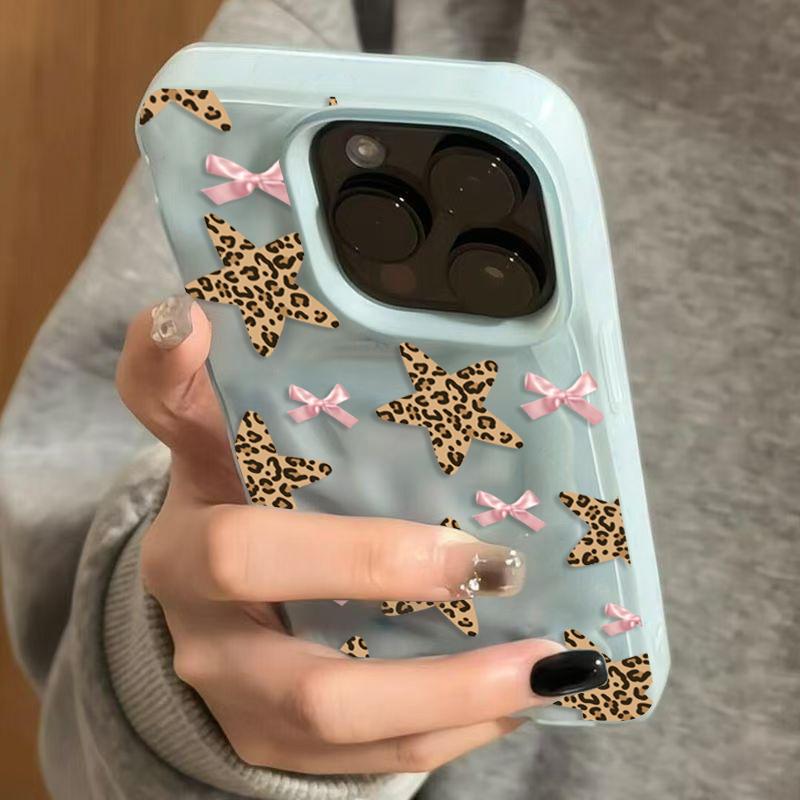 Leopard Print Stars Pattern Folds Texture Phone Case For iPhone 17 Pro Max 16 Plus 15 14 13 12 11 17 Air Shockproof Bumper Cover