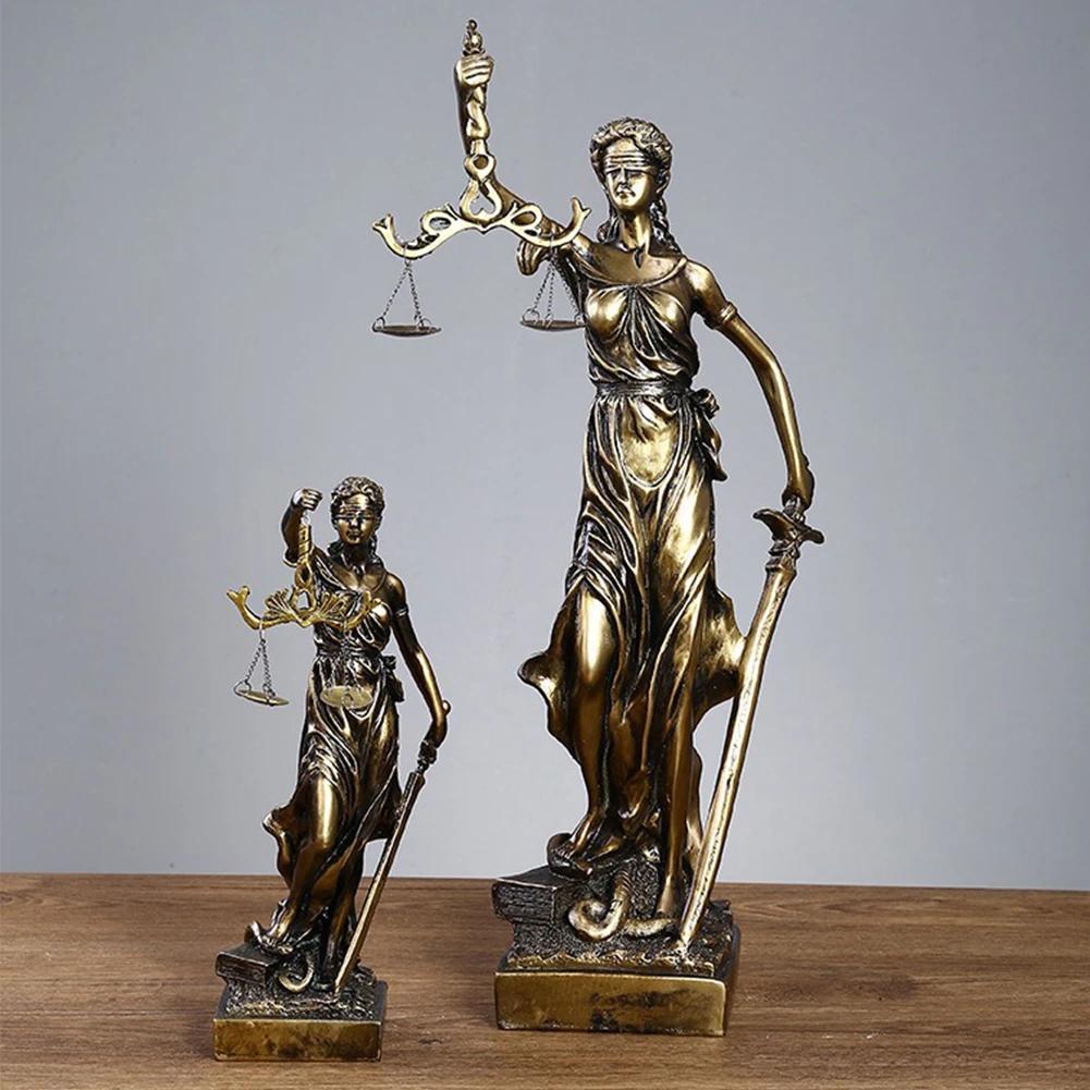Socha Lady Justice Klasická socha Themis Váhy spravedlnosti Pryskyřičná ozdoba Perfektní pro advokátní kancelář Domácí studijní stůl Dekor