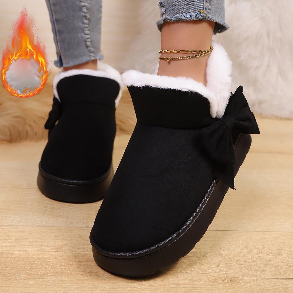 Women's Winter Bow Warm Snow Boots Indoor Slippers