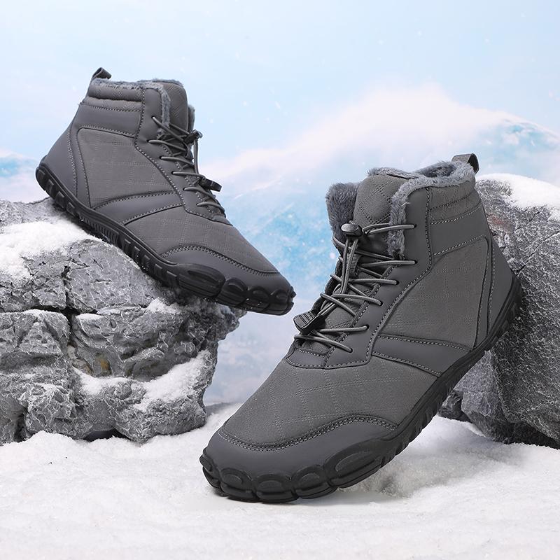 Men's Plush High-top Snow Boots Women Winter Warm Cotton Shoes Non-slip Outdoor Hiking Shoes