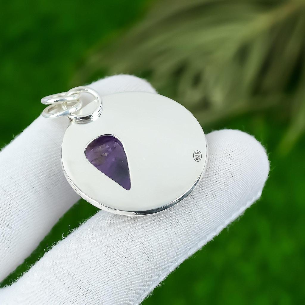 Natural Star Amethyst Gemstone Pendant Purple 925 Sterling Silver Indian Jewelry