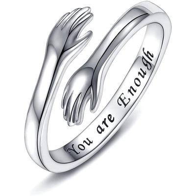 Personalized Adjustable Hugging Hands Ring for Christmas and Valentine's Day