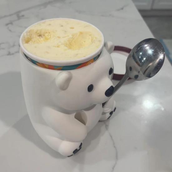 Polar Bear Ice Cream Cup Holder 3D Printed Cute Animal Ices Creams Cooler Container Leak-Proof Ice Pint Holder
