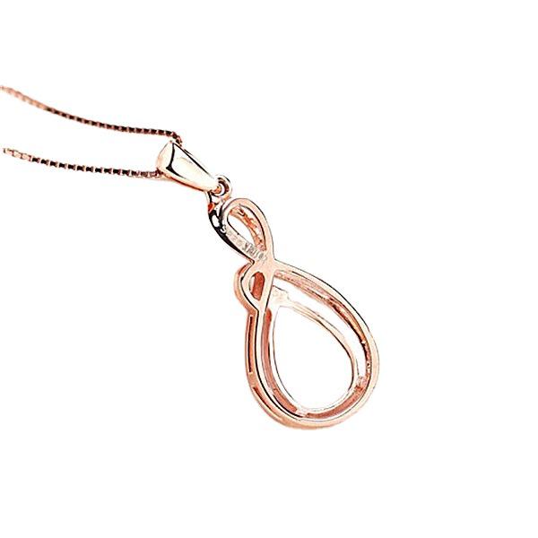 Korean Style Rose Quartz & Rhodonite Women's Clavicle Necklace with Silver & Rose Gold Pendant