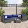 VidaXL Garden Lounge Set 7 Pcs with Cushions Grey Wicker, Outdoor Sofa Set, Garden Corner Sofa, 3308223