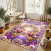 Floral Garden Theme Crystal Velvet Rug Personalized Custom Name Text Soft Floor Mat Home Decor