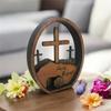 Easter Decoration He Is Risen Wooden Easter Resurrection Scene Cross Tomb Tray Set Easter Decor Centerpiece For Religious Home Table