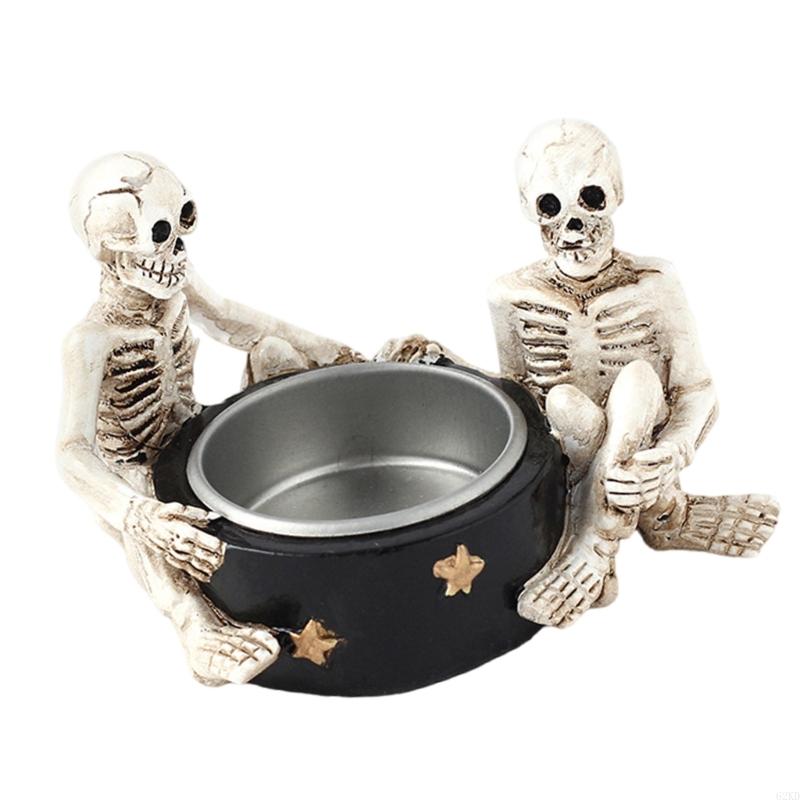 62KD Witch Skull Holder Resin Stand for Halloween Horror Themed Decoration