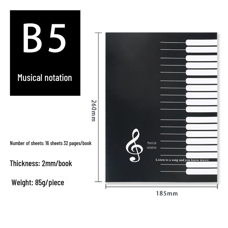A4 Wide-Spaced Music Sheet Notebook for Beginners - Loose-Leaf, Thickened, Blank Pages for Children