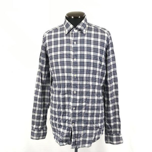 

LUCIANO BRANDI Made in Italy Long Sleeve Shirt Gray × Blue Check Pattern Men’s 41/16