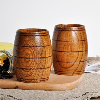 1PCS Creative Oak Barrel Shape Wooden Cup Natural Sour Datewood Teacups Wooden Wine Glasses for Beer Tea Wine Coffee Juice