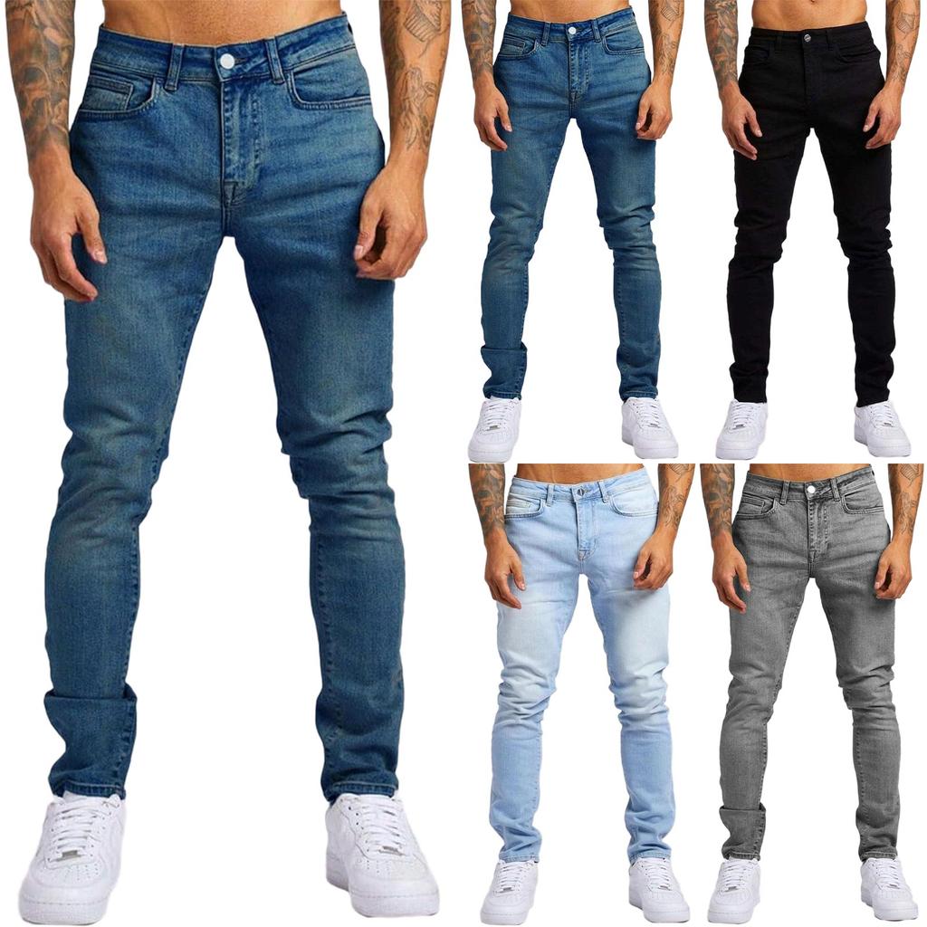 Heren Denim Jeans Streetwear Losse Pasvorm Casual Slim Stretch Broeken Klassiek Vijfzakken Ontwerp Normale Taille Amerikaanse Stijl