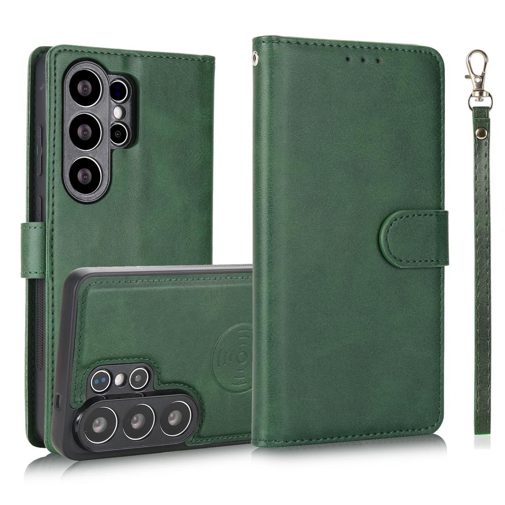 Magnetic Leather Case for Samsung Galaxy S26 Ultra S25 Edge S24 Plus S23 FE S22 S21 S20 Note20 Hand Strap Detachable Card Wallet