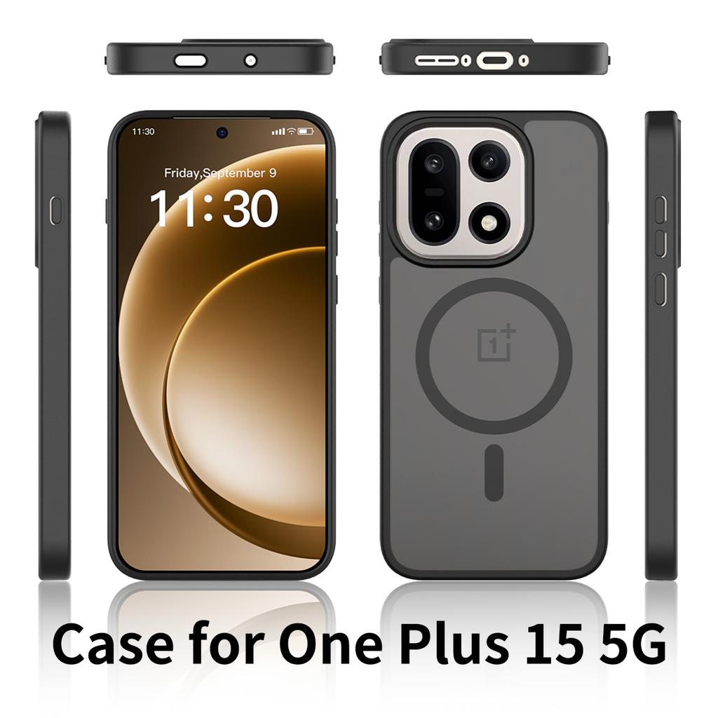 Skin Feel Magnetic Phone Case For OnePlus 15 5G 6.78 Inches Magsafe Wireless Charging TPU Frame Hard Plastic Back Cover Fundas