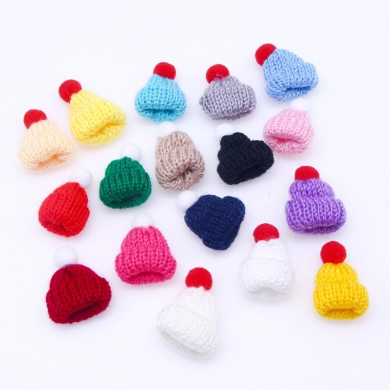 Bundle of 10 Mini Knitted Hats Clothing Accessories and Children Hair Accessories for DIY Decorative Crafts Household