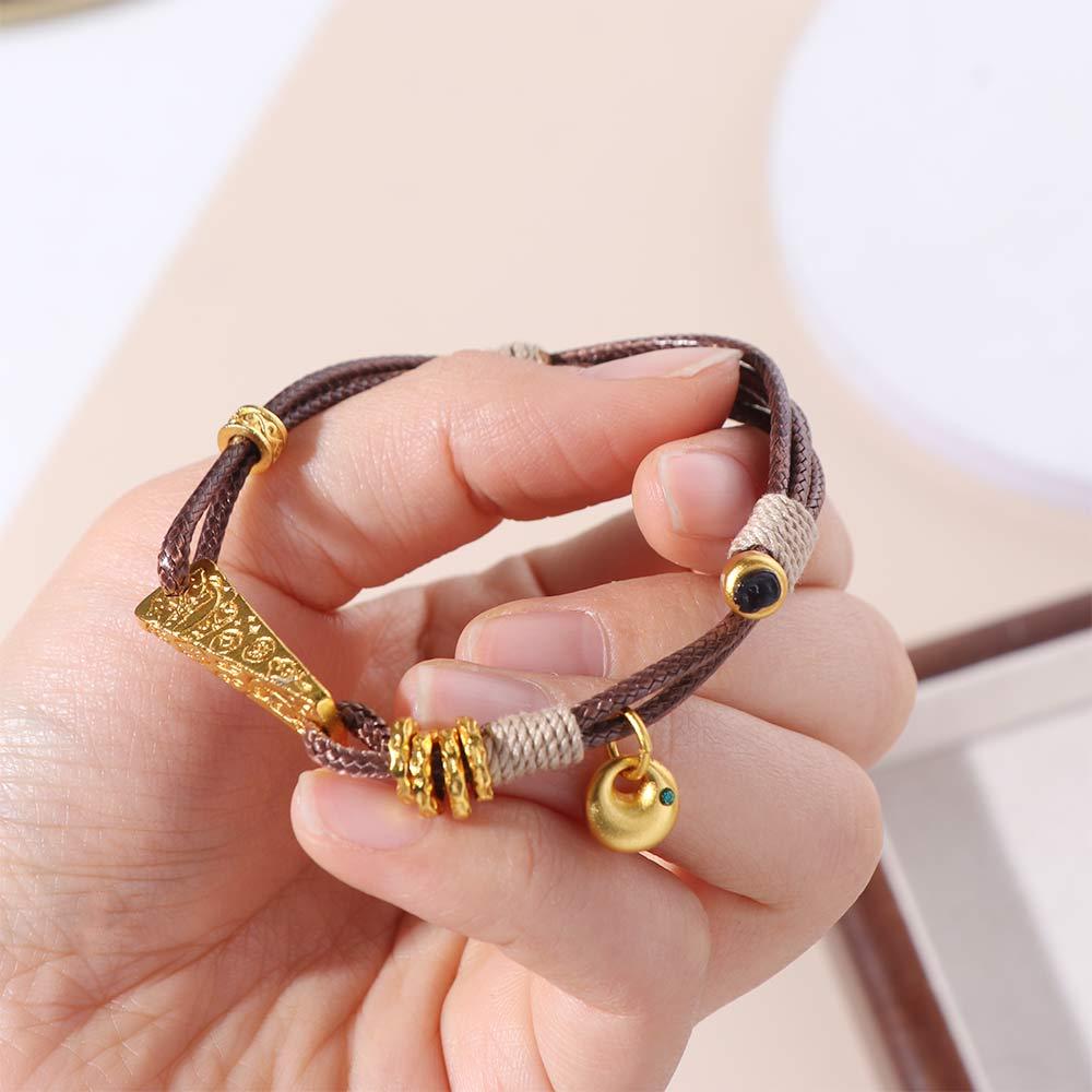 Retro Weave Hand Rope Exquisite Metal Bracelet Personalized Woven Beaded Bracelet  Daily
