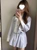 Women's Petite Striped Shirt Dress - Korean Style, Slimming Fit for Spring 2025