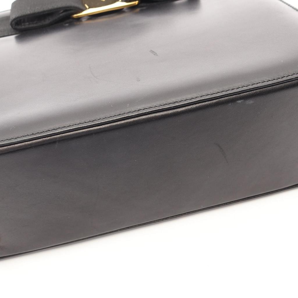 Used Salvatore Ferragamo Vala Ribbon 2WAY Handbag leather Black Used Women