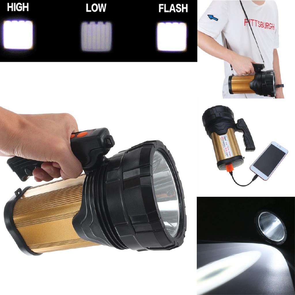 USB Handheld LED Searchlight High Power Super Bright Outdoor Portable Spotlight Lantern Rechargeable Flashlight 120W