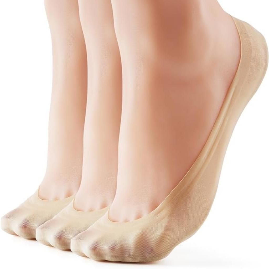 Women's No Show Socks Nylon Ultra Low Cut Non-Slip Thin Liner Socks Invisible Hidden Socks for Flats