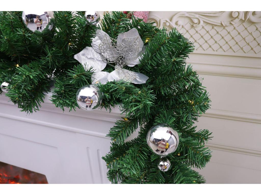 2.7m PVC Lighted Christmas Garland for Windows & Displays