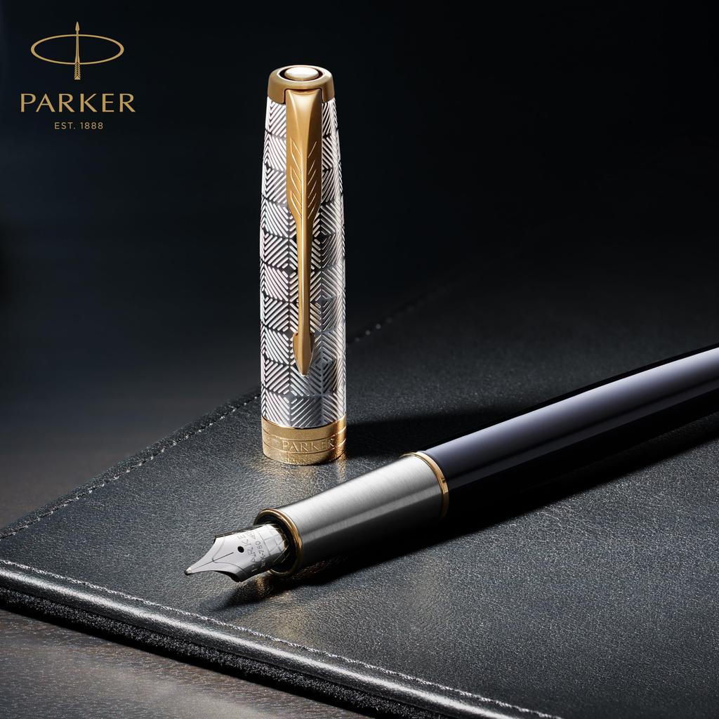 PARKER Sonnet Premium Sizzle GT Fountain Fine 18K Gold Gift Officially Product Number 1931489 Pen, Nib, Nib, Boxed, Imported,