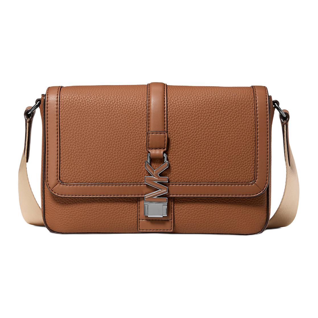 Michael Kors Ezra Mini Leather Crossbody Bag With Silver Hardware Men bags Brown 33S6LEZM1L-LUGGAGE