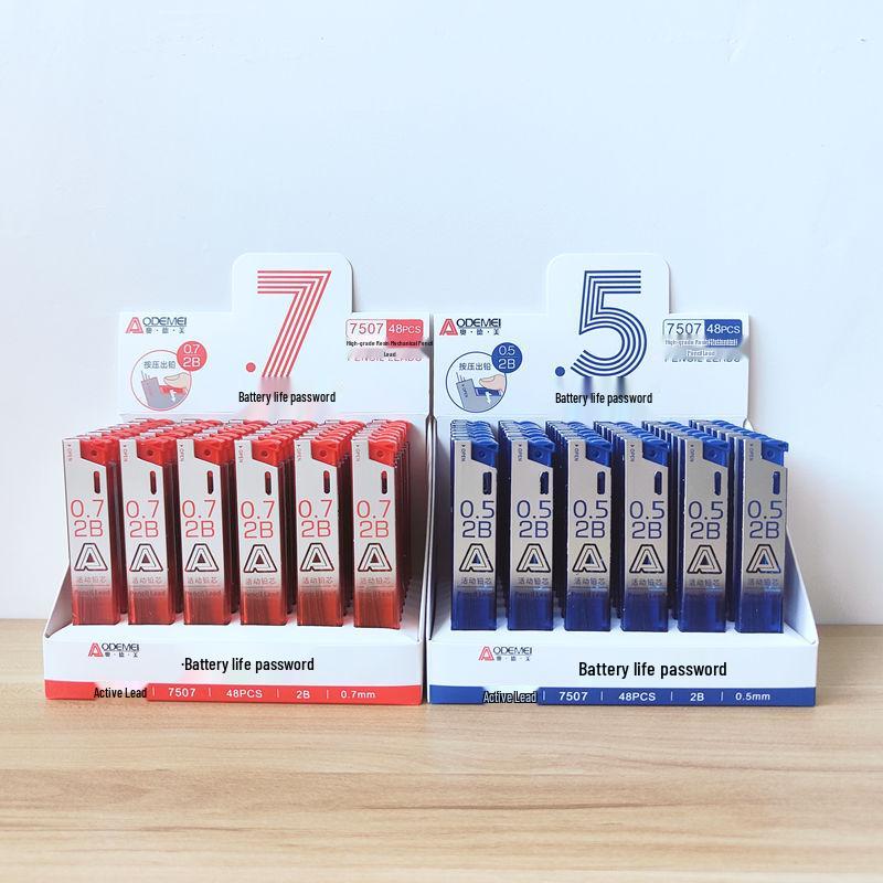 2B Mechanical Pencil Lead Refill, 48-Pack, 0.5mm/0.7mm, Student Replacement Lead 0.5mm Mechanical Pencil Lead