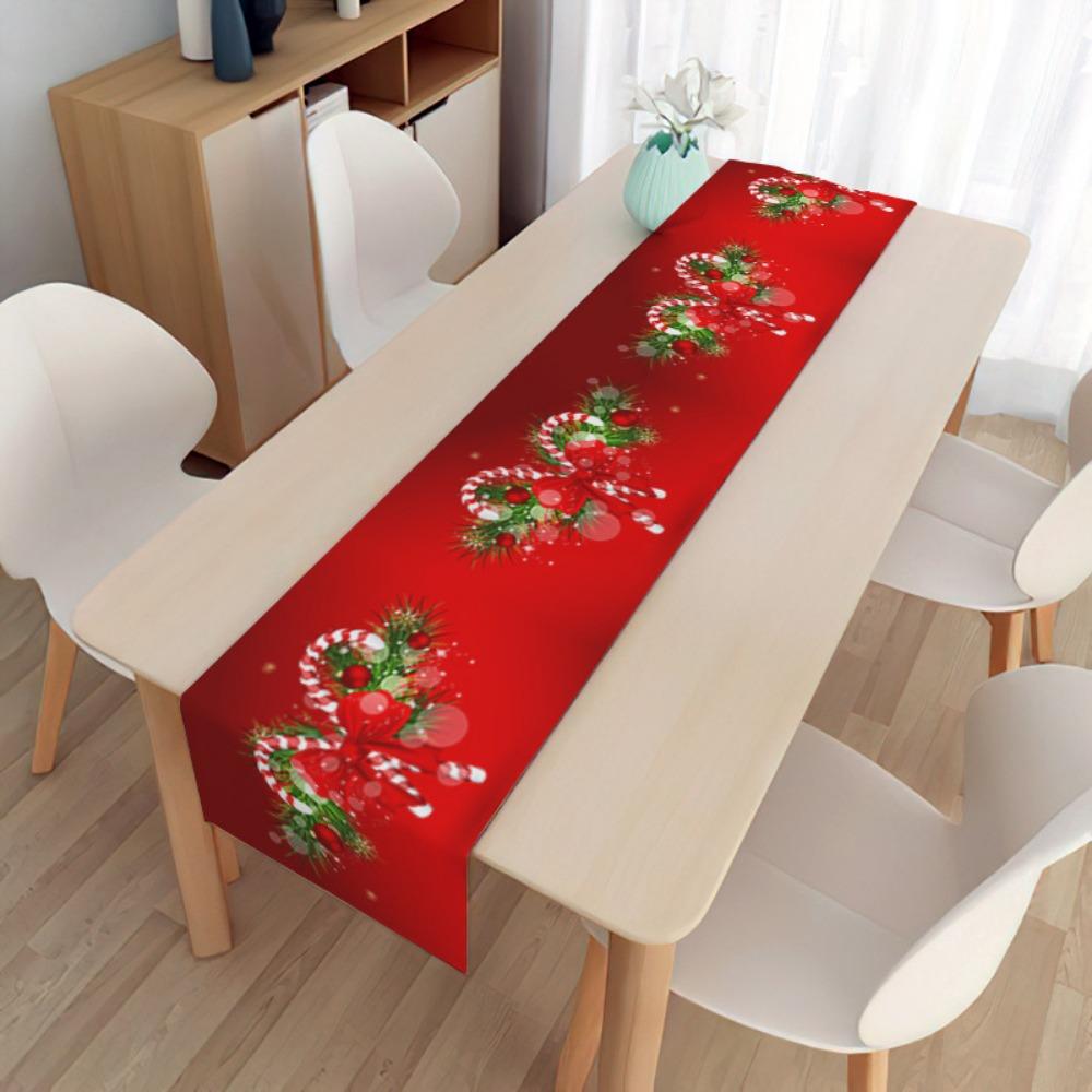 2pcs Christmas Decorative Tablecloth Holiday Gifts Household Long Tablecloth Placemat Linen Table Flag