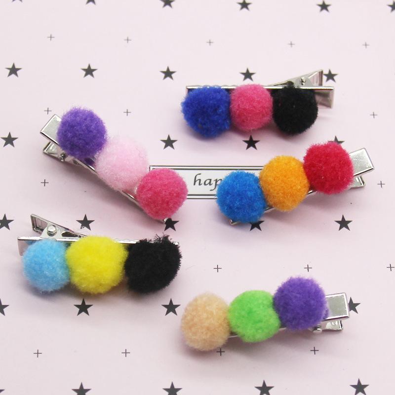 New Autumn and Winter Korean Version of Children's Hairpin Hairpin 2 Yuan Store Wholesale Popular Hairball Fabric Hair Accessories