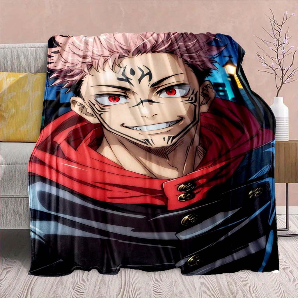 Jujutsu Kaisen Anime Flannel Blanket - Soft Warm Perfect for Sofa, Bedding Camping Travel Office Home Decor -QJY