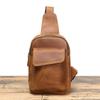 Retro Men'S Leather Breast Bag, Crazy Horse Leather Casual Messenger Backpack, Cowhide Large-Capacity Shoulder Mobile Phone Bag.
