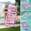 Inflatable Pool Float Lounger for Adults, Tropical Leaf Print Hollow Out Floating Water Mat for Summer Beach Pool Party