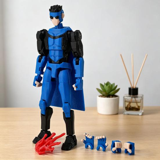 3D Printed Action Figure with Accessories Posable Cartoon Character Model Movable Joints Figure Decoration Collectible Gift for Animation Lovers
