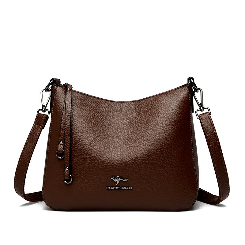 Women's Vintage Leather Crossbody Bag Multi-Pocket Soft Leather Shoulder Bag Tassel Shoulder Bag for Daily Use Shopping Commuting