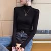 Women's Slim-Fit Ribbed Long-Sleeve T-Shirt with High Collar