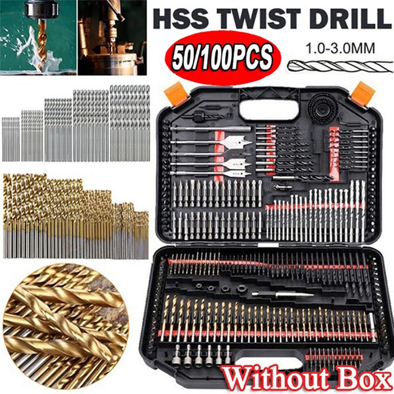 סט מקדחי פלדה במהירות גבוהה HSS מצופה טיטניום 100/50 יחידות