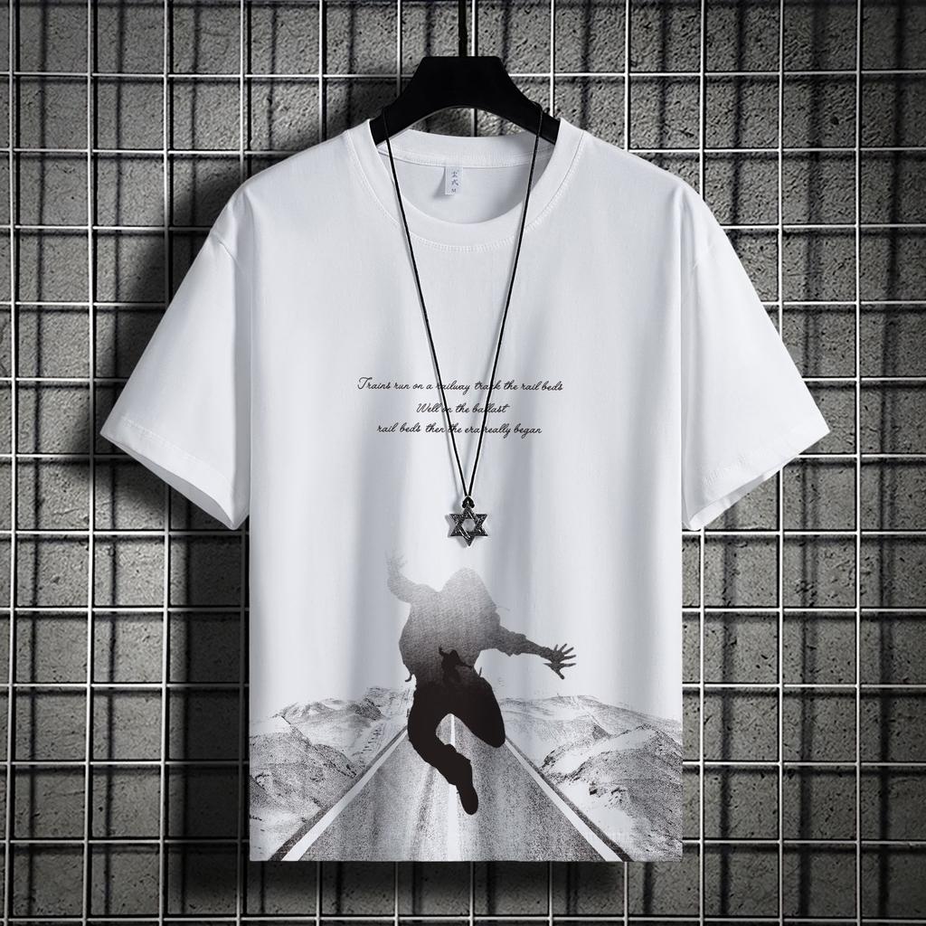 Short-Sleeved T-Shirt Men'S Summer Thin Ice Silk Loose Trendy T-Shirt Half-Sleeved Casual Clothes