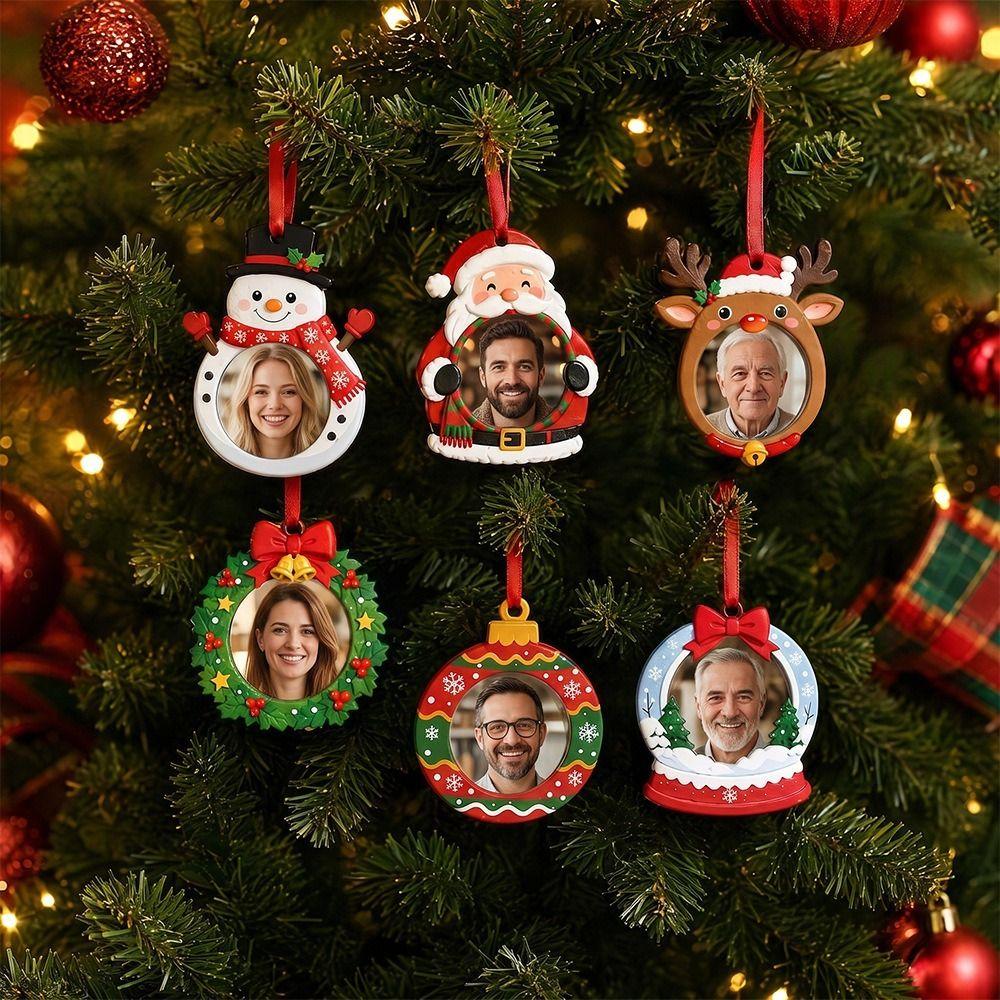 Flat Design Christmas Photo Frame Hanging Rope Xmas Tree Decoration  For Wall